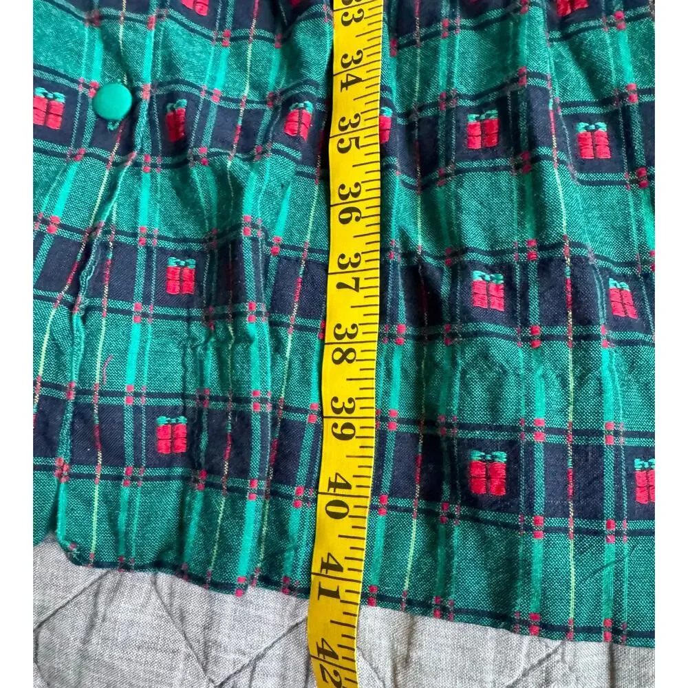 Vtg Copper Key Girl 14 Puritan Collar Christmas Gift Green Plaid Midi Dress